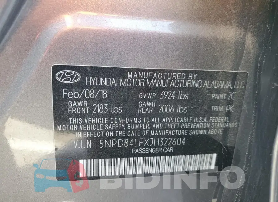 5NPD84LFXJH322604 Photo# 12