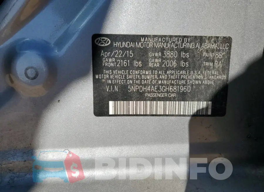 5NPDH4AE3GH681960 Photo# 12