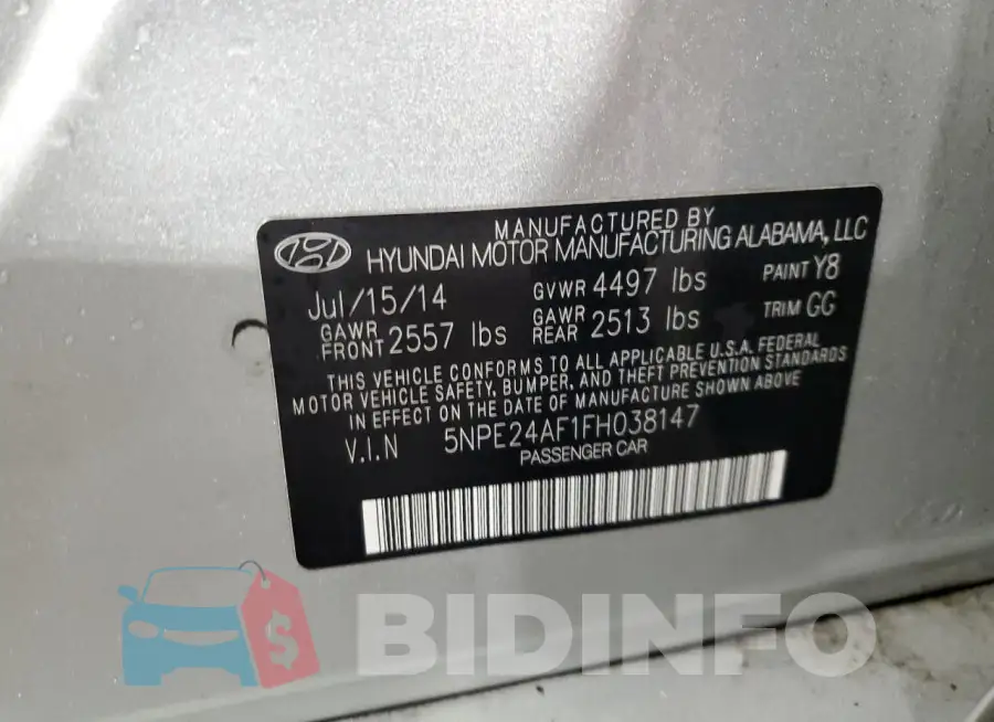 5NPE24AF1FH038147 Photo# 12