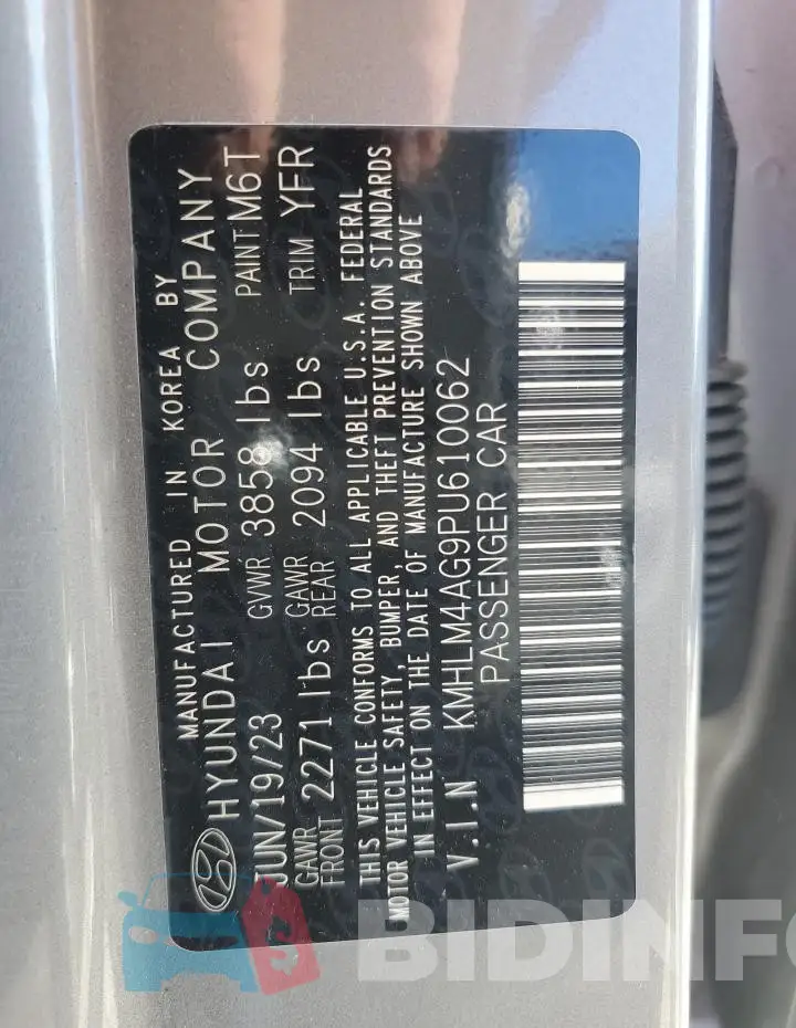 KMHLM4AG9PU610062 Photo# 12