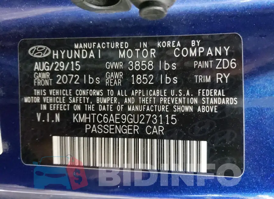 KMHTC6AE9GU273115 Photo# 12