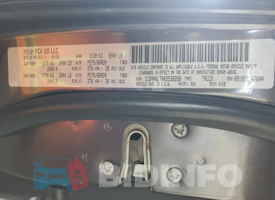1C6RR6LT6KS538268 Photo# 12