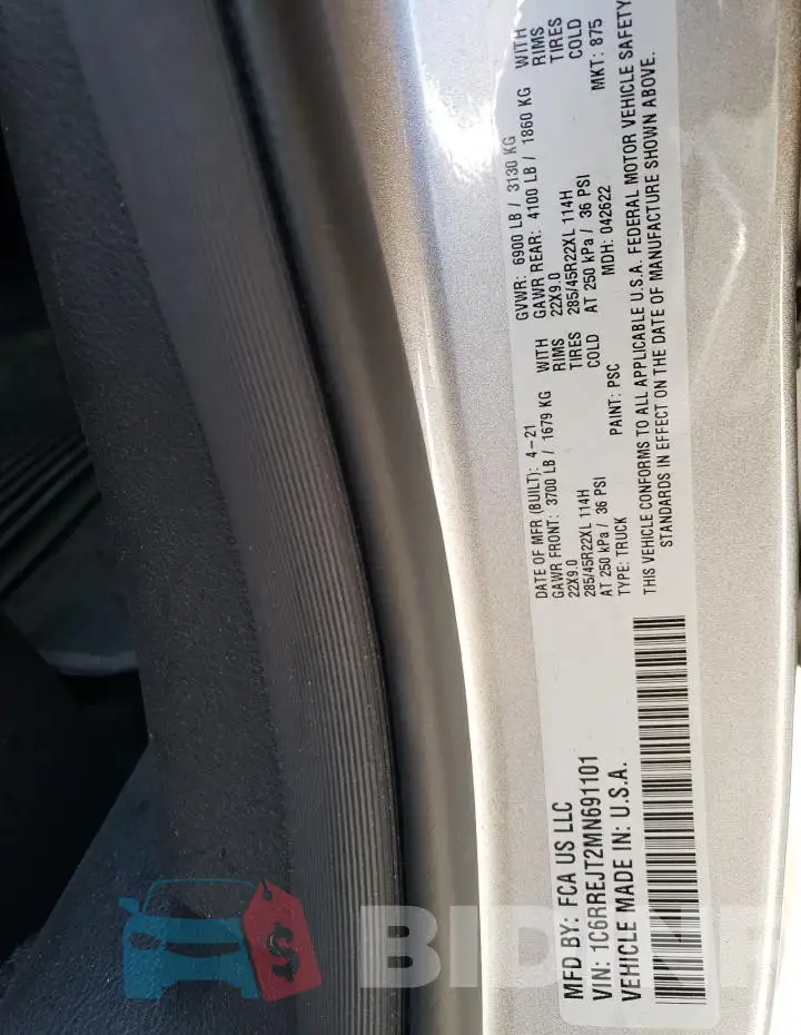 1C6RREJT2MN691101 Photo# 13