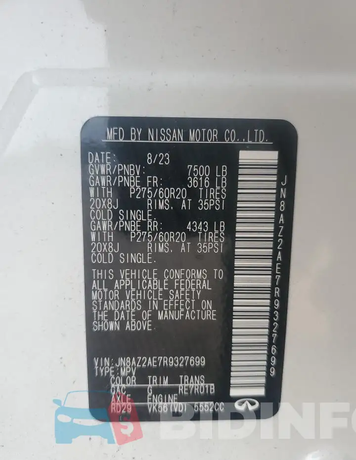 JN8AZ2AE7R9327699 Photo# 14