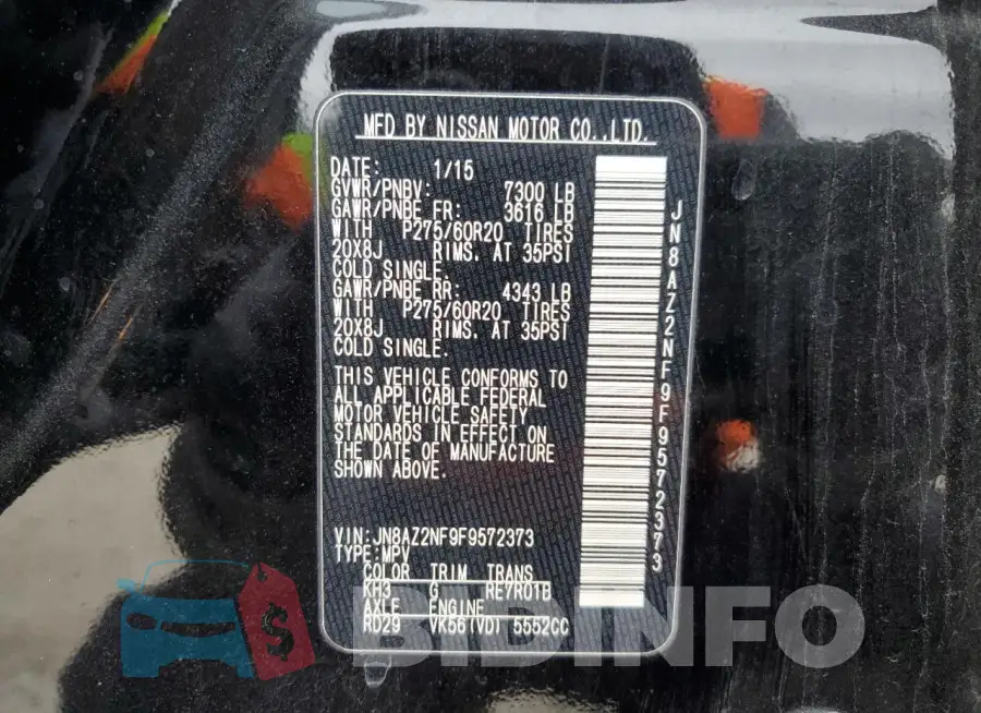 JN8AZ2NF9F9572373 Photo# 12