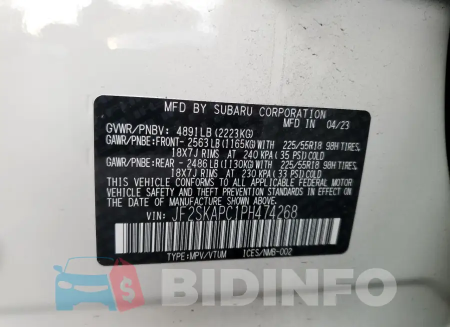 JF2SKAPC1PH474268 Photo# 13