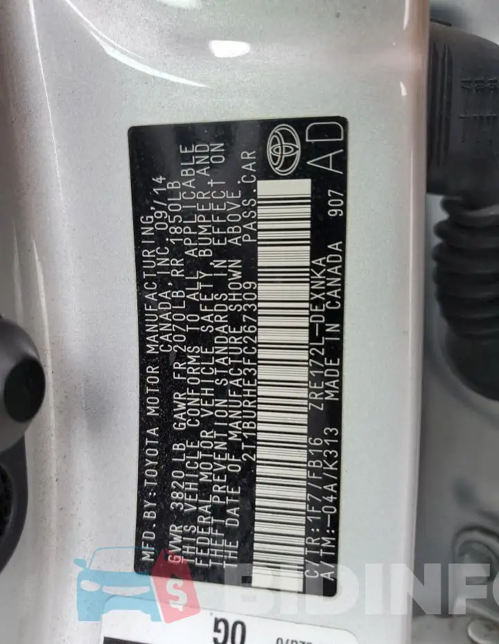 2T1BURHE3FC267309 Photo# 13
