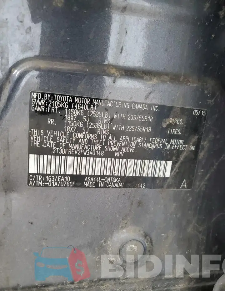2T3DFREV2FW340148 Photo# 13