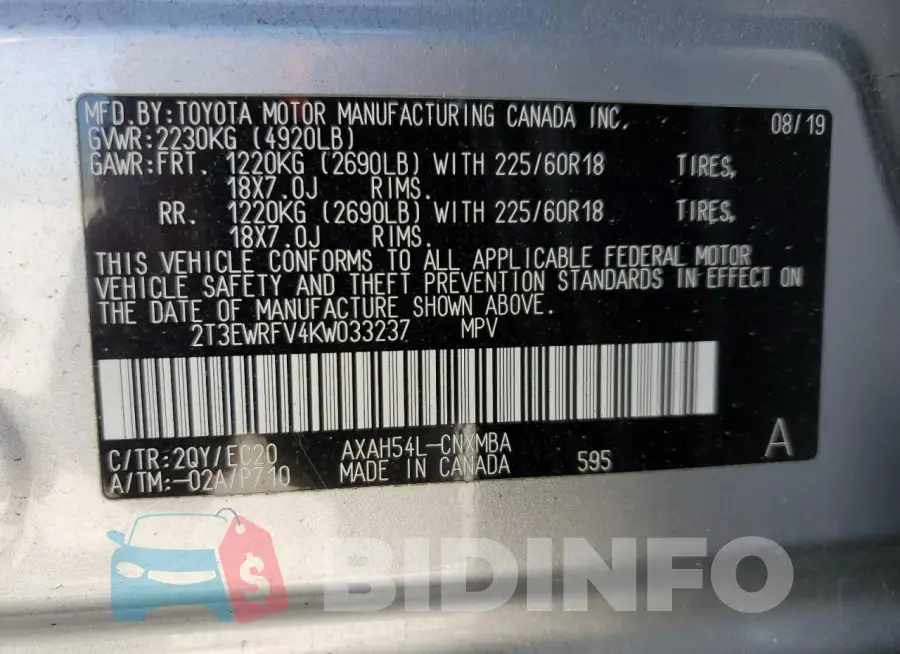 2T3EWRFV4KW033237 Photo# 14