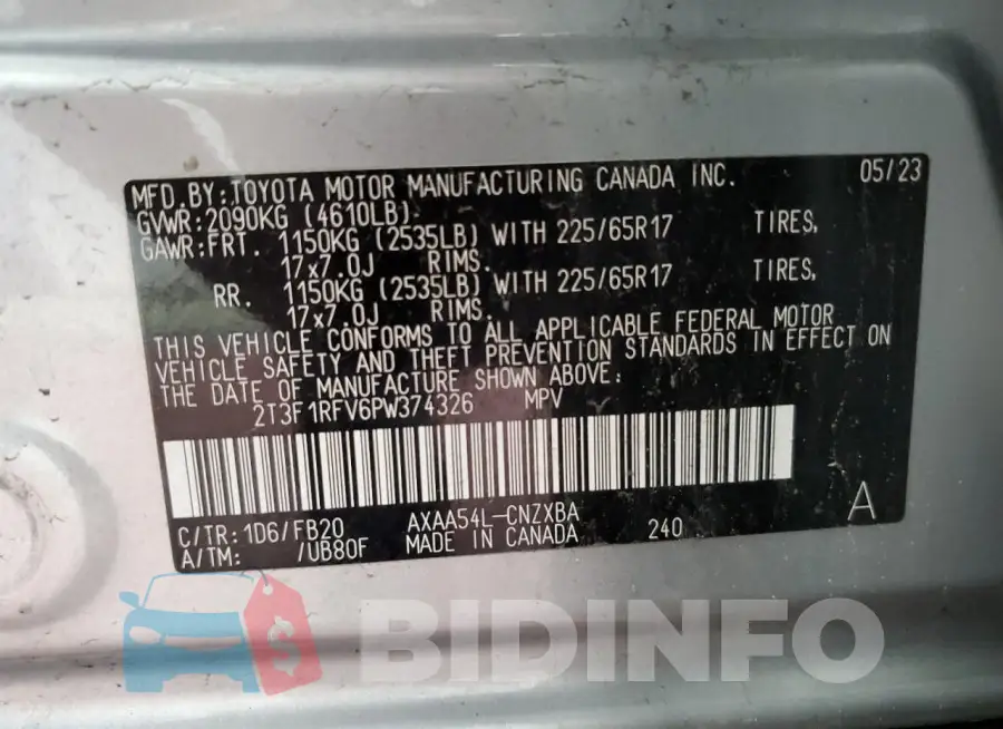 2T3F1RFV6PW374326 Photo# 14