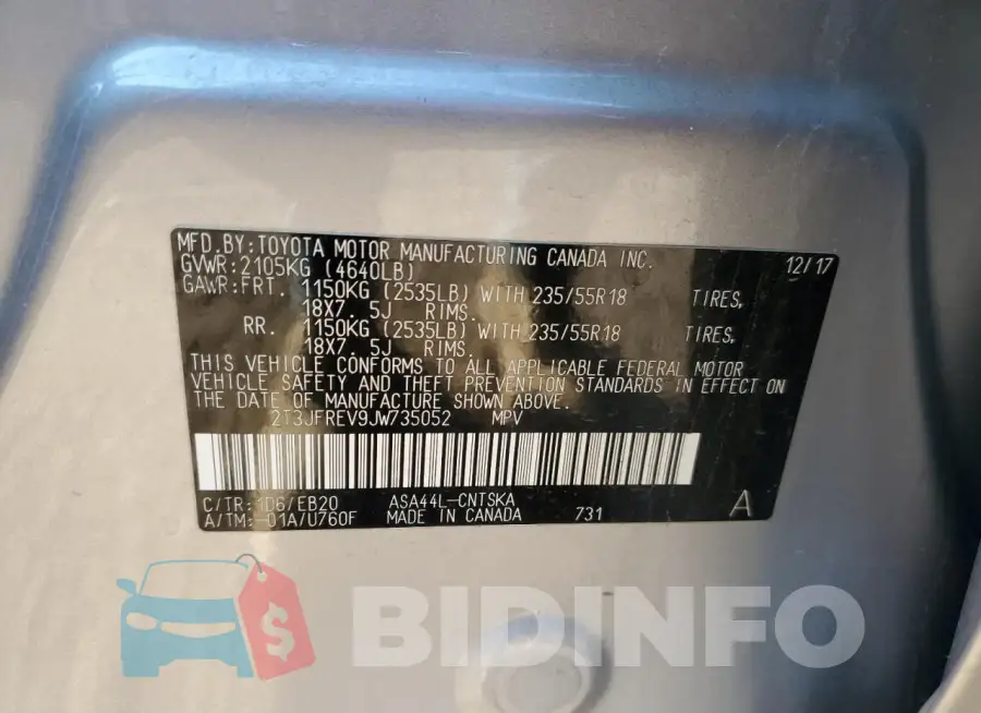 2T3JFREV9JW735052 Photo# 13
