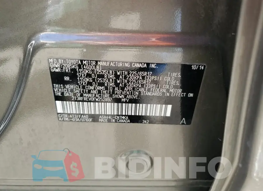 2T3RFREV0FW252897 Photo# 13