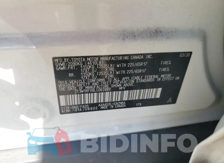 2T3W1RFV8LC062889 Photo# 13