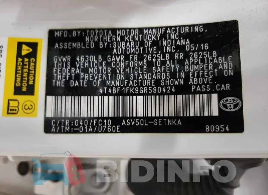 4T4BF1FK9GR580424 Photo# 12