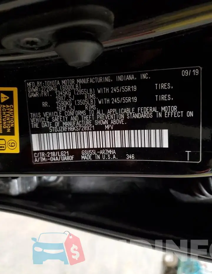 5TDJZRFH6KS728921 Photo# 13