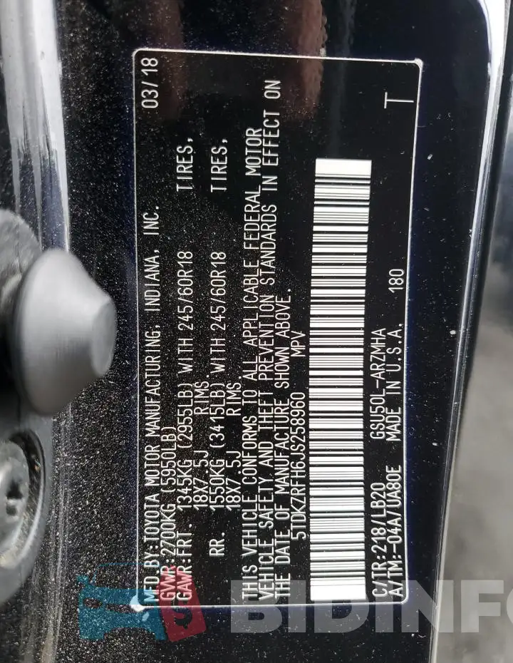 5TDKZRFH6JS258960 Photo# 13