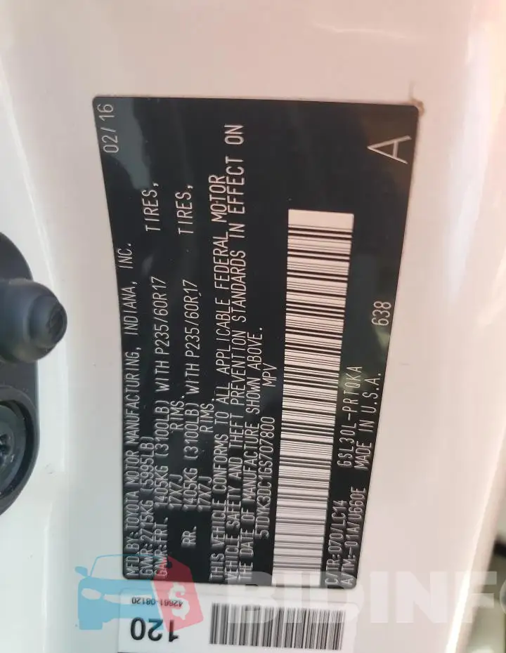 5TDYK3DC1GS707800 Photo# 14