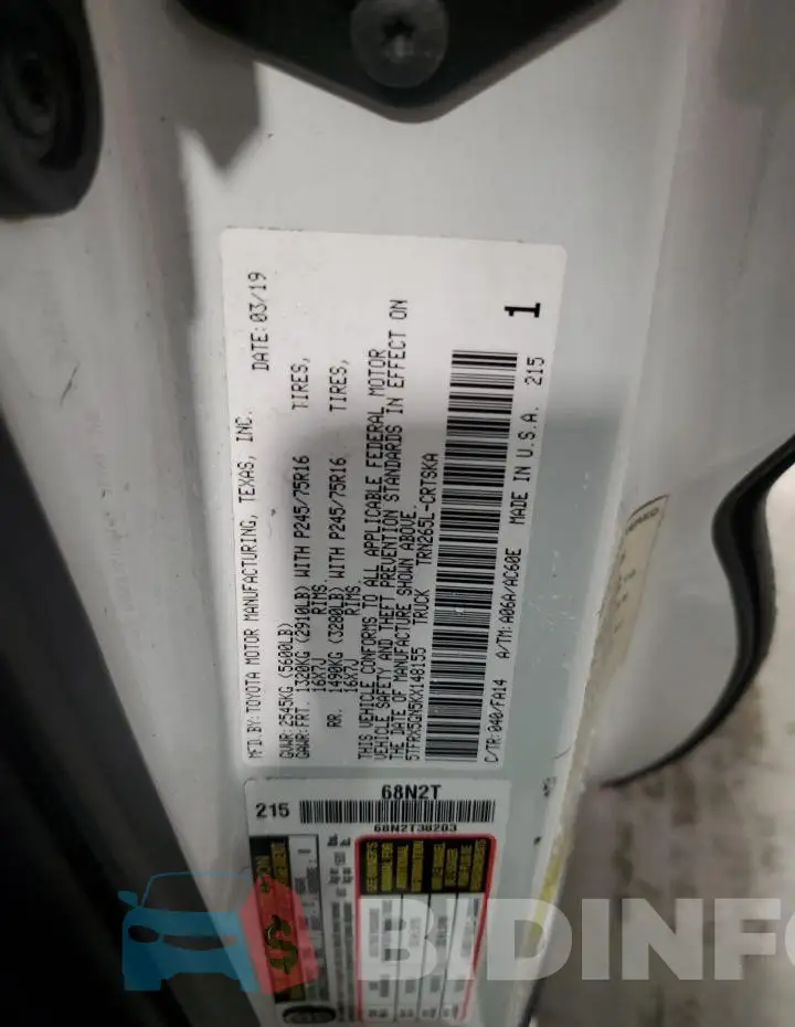 5TFRX5GN5KX148155 Photo# 13