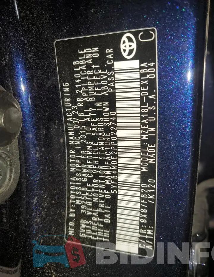 5YFB4MDE2PP022740 Photo# 12