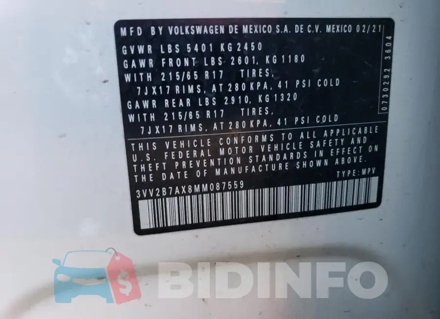 3VV2B7AX8MM087559 Photo# 12