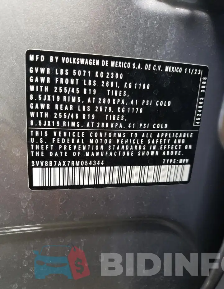 3VV8B7AX7RM054344 Photo# 12