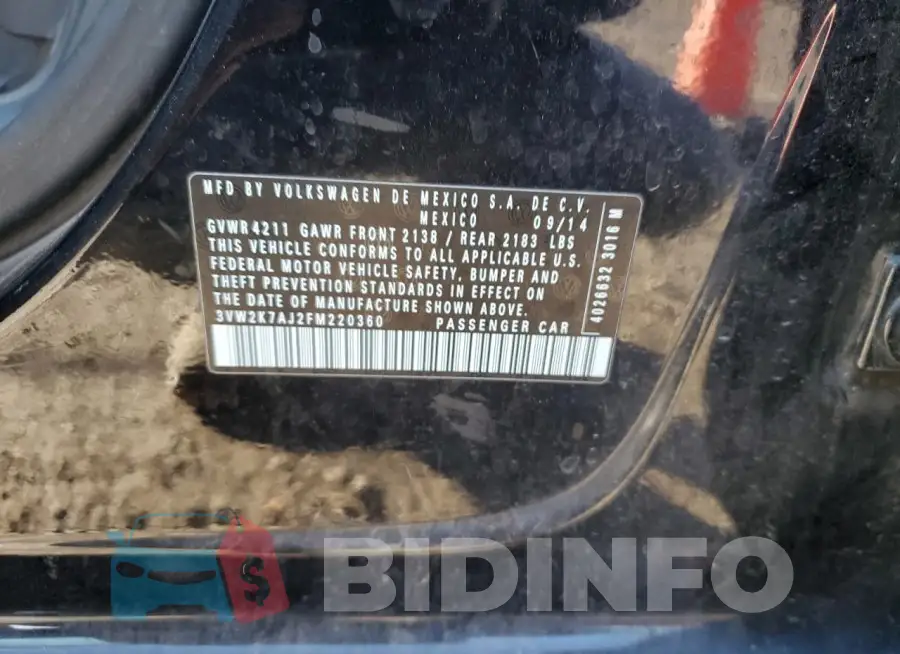 3VW2K7AJ2FM220360 Photo# 12