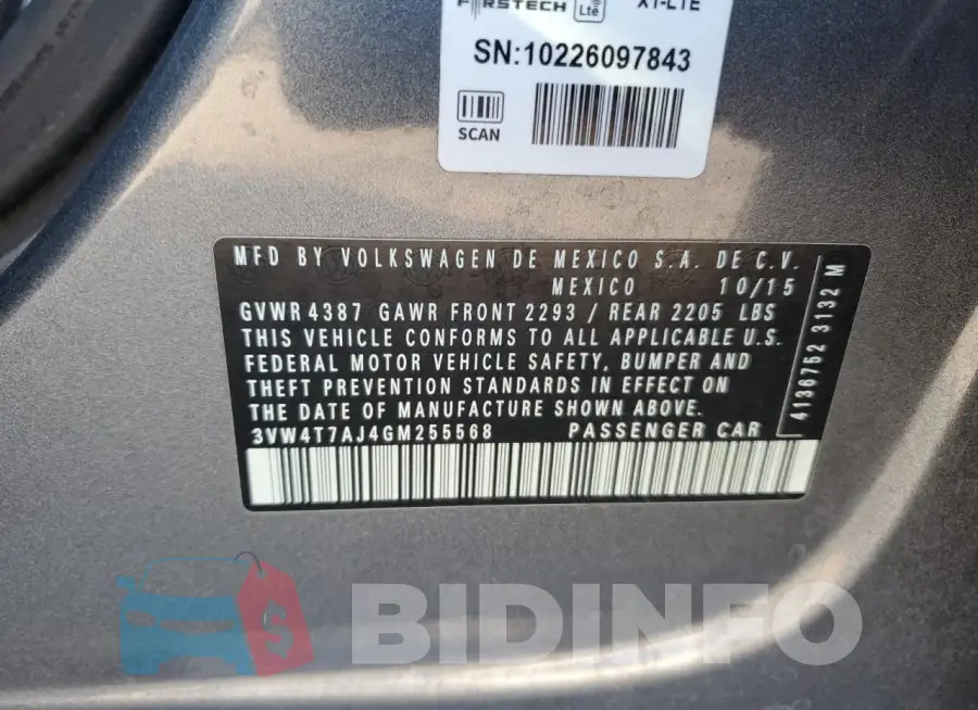3VW4T7AJ4GM255568 Photo# 12