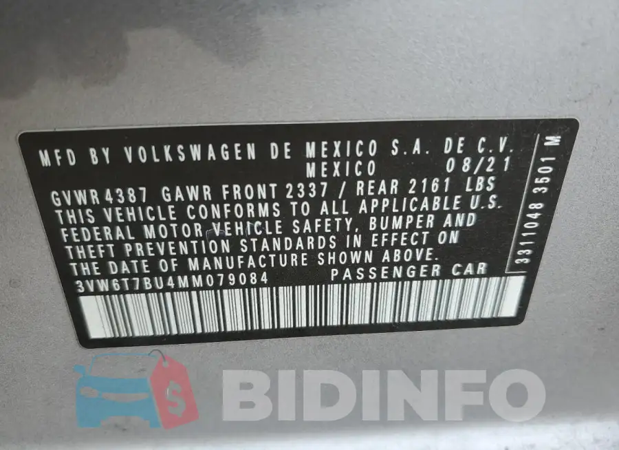 3VW6T7BU4MM079084 Photo# 12