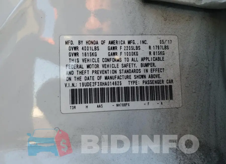 19UDE2F3XHA014625 Photo# 12