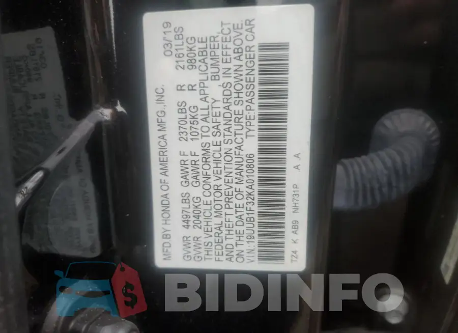 19UUB1F32KA010806 Photo# 13