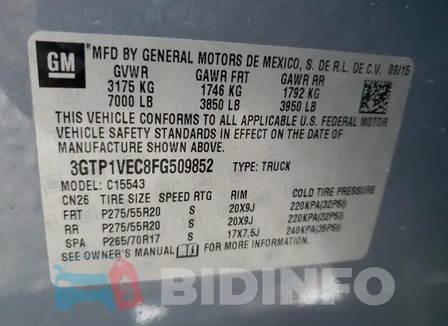3GTP1VEC8FG509852 Photo# 12