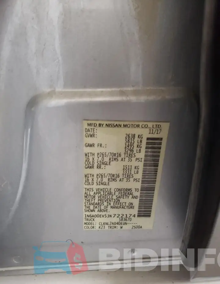 1N6AD0EV5JN722174 Photo# 13