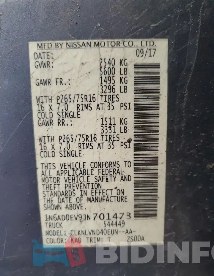 1N6AD0EV9JN701473 Photo# 12