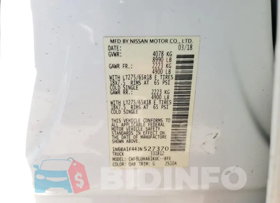 1N6BA1F44JN527370 Photo# 12