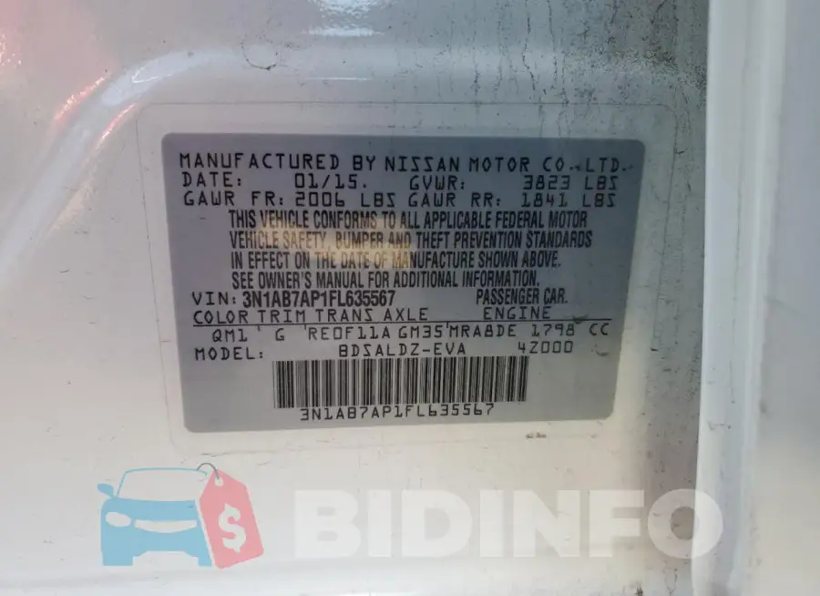 3N1AB7AP1FL635567 Photo# 12