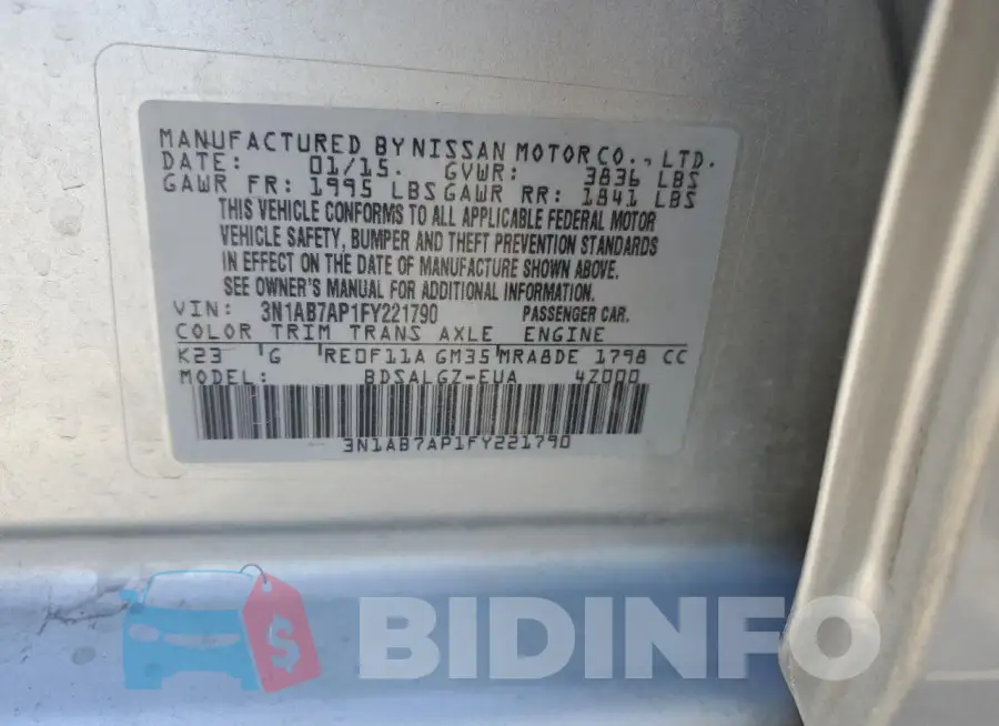 3N1AB7AP1FY221790 Photo# 12
