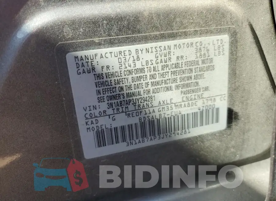 3N1AB7AP3JY294281 Photo# 13