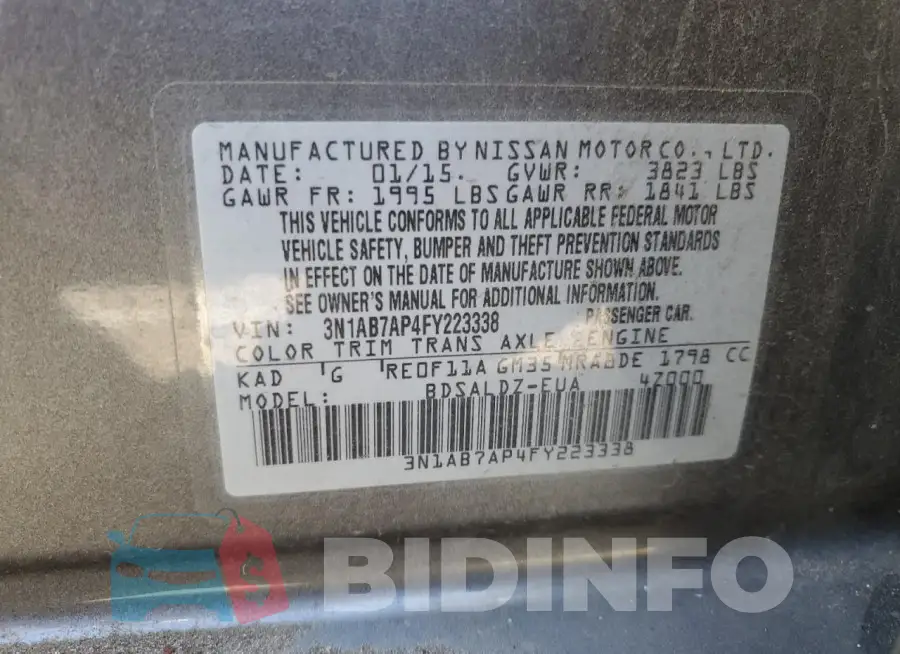 3N1AB7AP4FY223338 Photo# 12