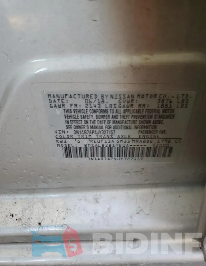 3N1AB7AP4JY327157 Photo# 13