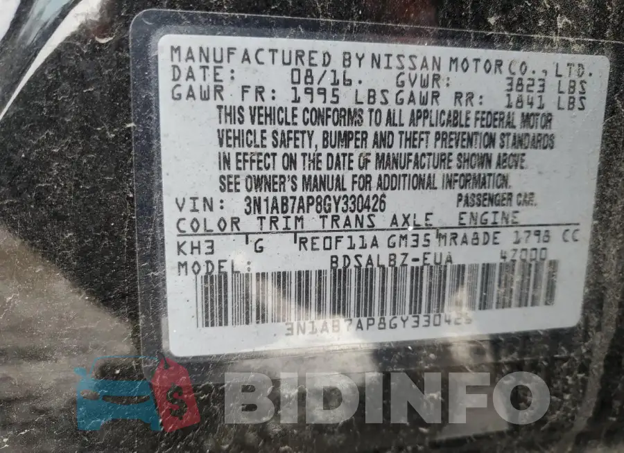 3N1AB7AP8GY330426 Photo# 12