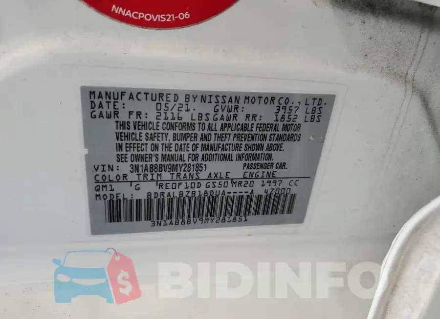 3N1AB8BV9MY281851 Photo# 12