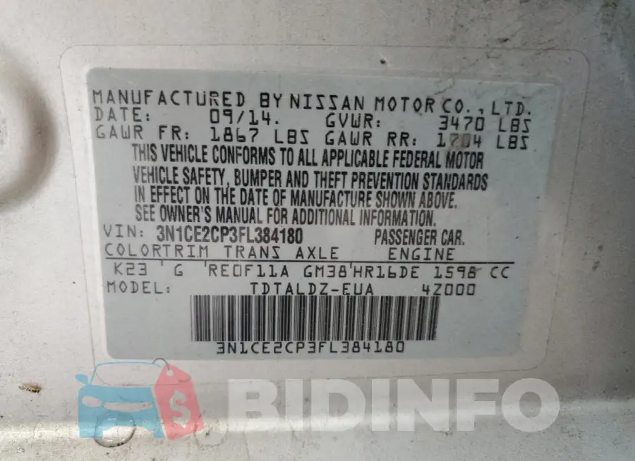 3N1CE2CP3FL384180 Photo# 12