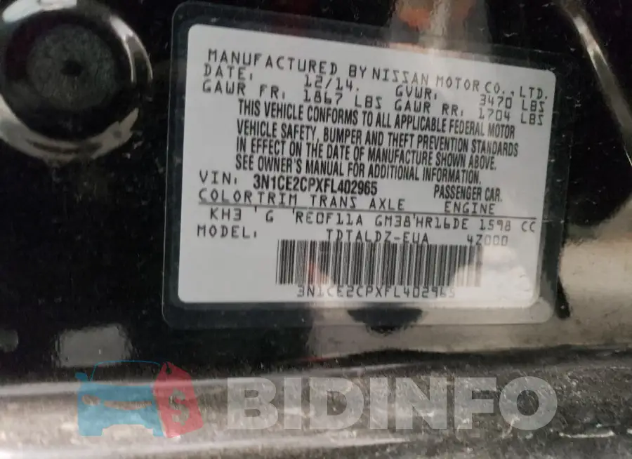 3N1CE2CPXFL402965 Photo# 13