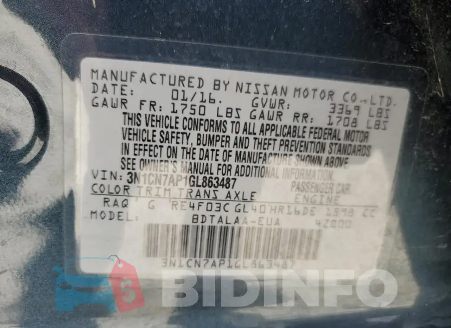 3N1CN7AP1GL863487 Photo# 12