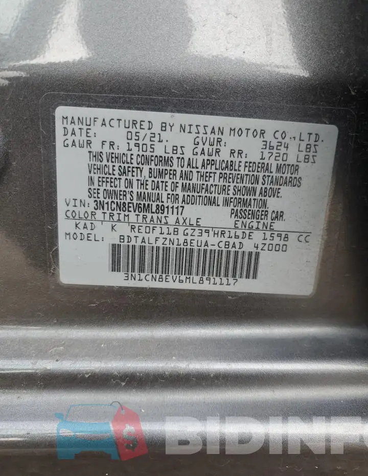 3N1CN8EV6ML891117 Photo# 12