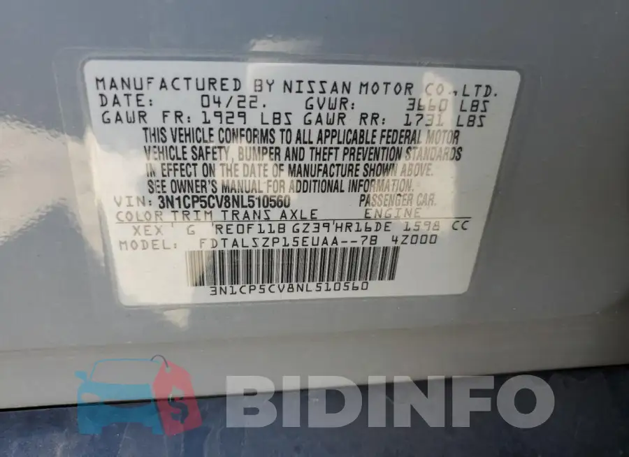 3N1CP5CV8NL510560 Photo# 14