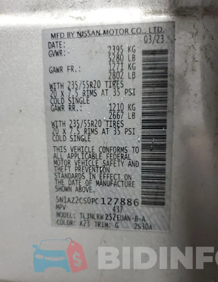 5N1AZ2CS0PC127886 Photo# 13