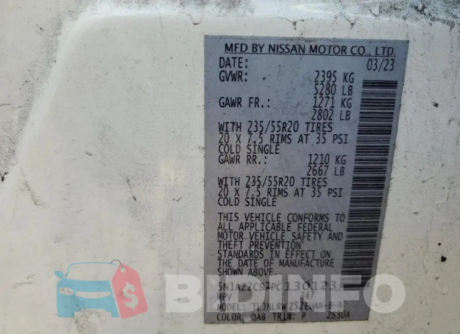 5N1AZ2CS7PC130123 Photo# 14