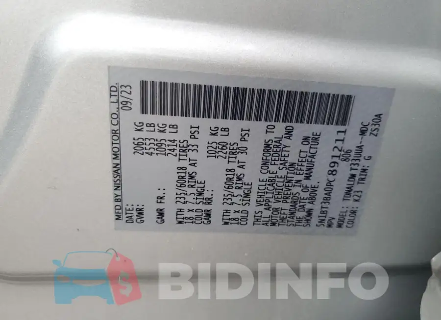 5N1BT3BA0PC891211 Photo# 14