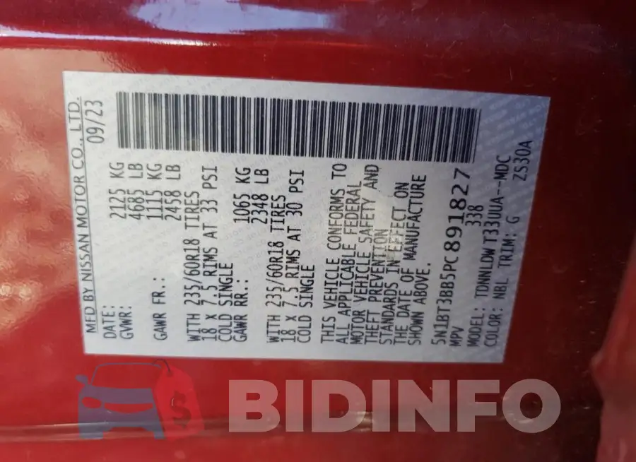 5N1BT3BB5PC891827 Photo# 14